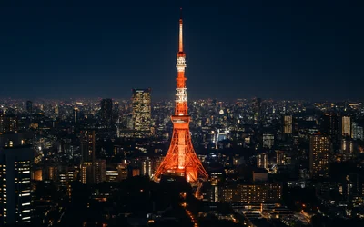 東京の夜景 - 東京を象徴する東京タワーと都心部の光